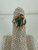 Vintage Sterling GP Artistic Handmade Natural Teardrop Chrysoprase Ring 3.75