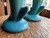 Vintage MCM Van Briggle Pottery “Bird of Paradise” Teal Sculptural Vases Pair 8"