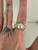 Vintage Sterling Silver Pink MOP Pearl Inlay Solitaire Ring 7.5