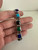 Vintage Sterling Silver Square Multi Gemstone Chain Link Bracelet 6.75”