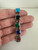 Vintage Sterling Silver Square Multi Gemstone Chain Link Bracelet 6.75”