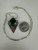 Vintage Sterling GF Artisan Geometric Green Abalone Two Tone Pendant Necklace