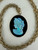 Antique Art Nouveau 14k Abalone Carved Woman Cameo Onyx Oval Pendant Necklace
