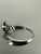 Vintage MCM Sterling Silver White Diamond Pave Bypass Ring 6.75