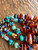 Vintage Navajo Santo Domingo Treasure Bracelet Turquoise Amber Coral Bracelet 7"