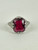 Antique Art Deco 10k White Gold Garnet Ring 4.75