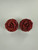 Vintage Sterling Large Rose Carved Red Coral Clip On Earrings