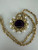 Vintage Sterling Silver Gold Vermeil Amethyst Pearl Brooch Pendant Necklace 16”