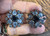 Vintage Weiss Signed 2 Tone Blue Paste Rhinestone Button Clip On Earrings 1"