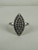 Antique Art Deco Sterling Silver Pave Paste Navette Ring 6.25