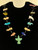 Vintage Sterling Zuni Fetish Multicolor Carved Bird Bear Animal Bead Necklace