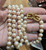 Vintage 1977 Givenchy Logo Runway Pearl Necklace Matinee Length  One Strand 32"