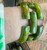 Antique Deco Bakelite Olive Green Marbleized Gold Wide Link Bracelet 8" x 1.25" H