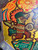 Vtg Mesoamerican Folkart Toleware Tray - Hand Painted - Mexico - Aztec - Mayan