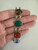 Vintage MCM 12k Gold Filled Oval Multi Stone Carved Scarab Bracelet 8”