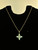 Vintage 10k Gold Opal Blue Topaz Cross Pendant Necklace 21”