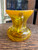 Vintage Yellow Crackle Uranium Glass Pitcher Hand Blown Art Glass Vase MCM