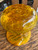 Vintage Yellow Crackle Uranium Glass Pitcher Hand Blown Art Glass Vase MCM
