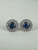 Vintage Sterling Silver Sapphire Diamond Halo Stud Earrings