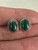 Vintage Sterling Silver Oval Malachite Stud Earrings .5”