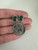 Vintage Sterling Silver Oval Malachite Stud Earrings .5”