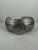 Vintage Chinese Sterling Silver Flower Diamond Pattern Wide Band Cuff Bracelet