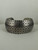 Vintage Chinese Sterling Silver Flower Diamond Pattern Wide Band Cuff Bracelet