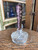 Vintage Czech Cut Glass Perfume Bottle Purple Floral Stopper Art Deco