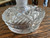 Vintage Czech Cut Glass Perfume Bottle Purple Floral Stopper Art Deco
