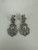 Antique Art Deco Flower Fan Shaped Marcasite Dangle/Drop Earrings