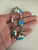 Vintage Sterling Silver Mexico Oval Turquoise Inlay Bezel Link Bracelet 7.5”