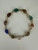 Vintage 12k Gold Filled Scarab Carved Multi Gemstone Link Bracelet 7.5”