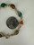 Vintage 12k Gold Filled Scarab Carved Multi Gemstone Link Bracelet 7.5”