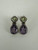 Vintage Sterling Silver Bali Peridot Amethyst Dangle/Drop Earrings
