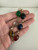 Vintage Gold Filled Scarab Carved Multi Gemstone Link Bracelet 7.75”
