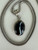 Vintage Sterling Silver Oval Banded Agate Pendant Necklace 24.5”