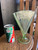 Vintage Green Glass Fan Vase With Sterling Silver Overlay Floral Scroll 9"
