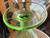 Vintage Green Glass Fan Vase With Sterling Silver Overlay Floral Scroll 9"