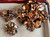Vintage 1950's  Regency Blackened Bronze Smoky Quartz Flower Pin & Earrings Set