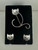 Vintage Modernist Sterling Silver Cat Brooch/Pin Screw Back Earring Set