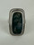 Vintage MCM Sterling Silver Long Rectangle Moss Agate Ring 6.5