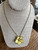 Vintage Trifari Custard Uranium Glass Flower Gripoix Poured Glass Pin Necklace