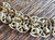 Vintage Crown Trifari MCM Wide Rhinestone Floral Leaf Gold Bracelet 7.75"