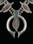 Vintage Sterling Navajo Pearl Red Coral Squash Blossom Naja Pendant Necklace
