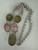 Vintage Sterling Rose Quartz Rhodochrosite Green Serpentine Gem Pendant Necklace