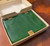 Vintage Deco 1936 Bakelite Catalin Cigarette Case Box Green Marbled Brass Hinges