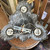 Antique 1920s Art Deco Polychrome Cast Metal 3-Light Ceiling Pan Fixture