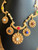 Vintage Florenza Etruscan Revival Murano millefiori Glass Swag Drop Necklace 15"
