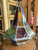 Vintage Multicolor Stained Glass Hanging Swag Pendant Lamp/Lantern - Works!