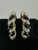 Vintage Sterling Silver Gold Vermeil Two Tone Sapphire Half Hoop Dangle Earrings